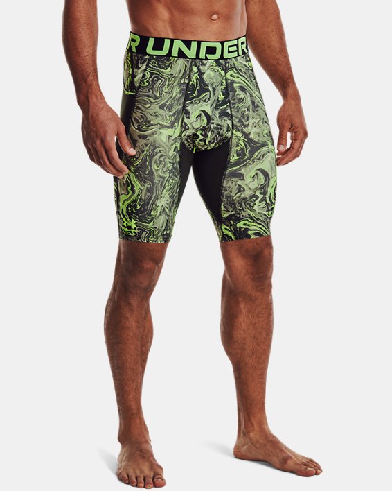 Men's HeatGear® Long Printed Shorts, Green, pdpMainDesktop image number 0